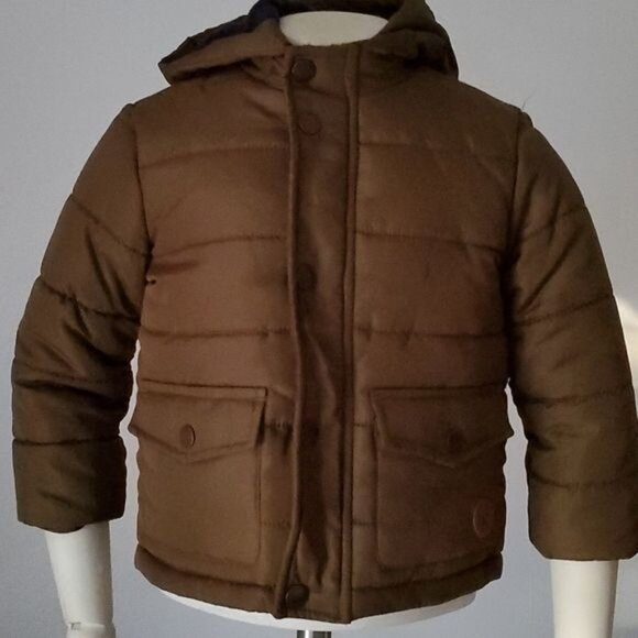 24 Months Winter Jacket Coat Parka PUFFER Snow BOYS Kids Youth BROWN HOOD HOODED - Picture 6 of 12